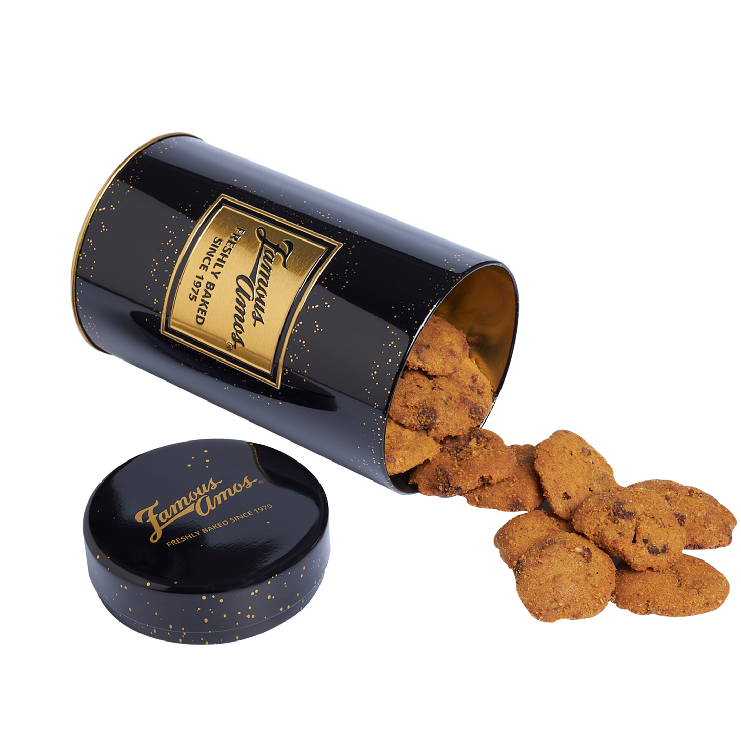 Black & Gold Tall Round Tin